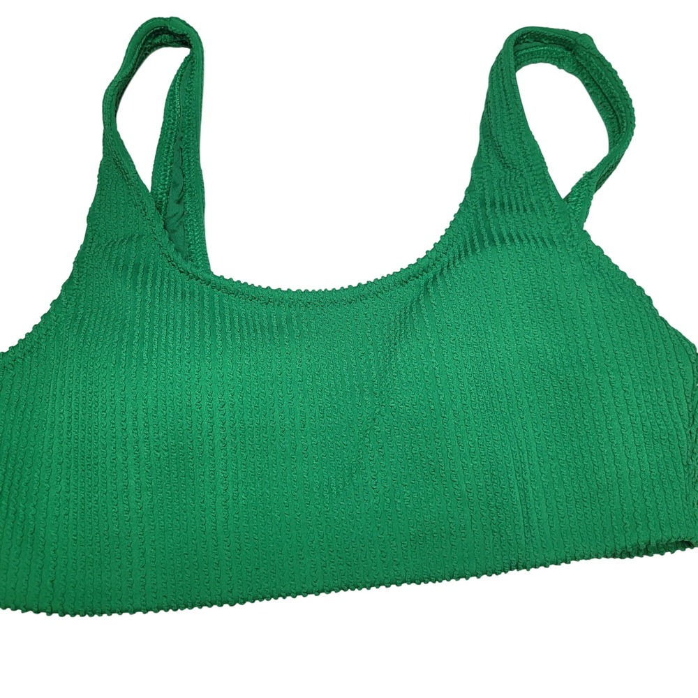 Old Navy‎ Womens Green Ribbed Scoop Neck Bikini Swim Top Small Textured Stretch